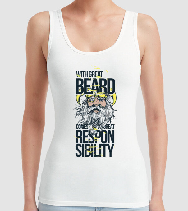 With great beard comes great responsibility model alb pe tricou