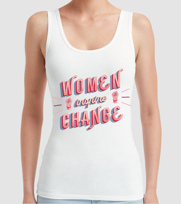 Women inspire change Ziua Femeii model alb pe tricou