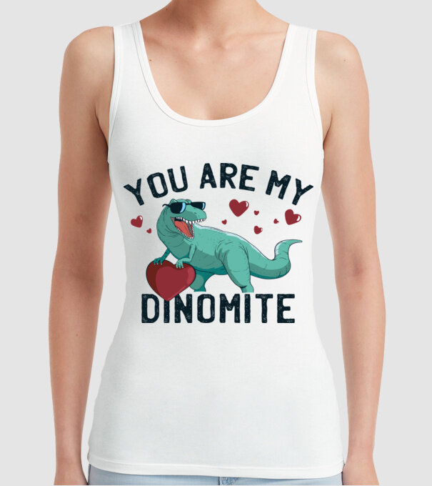 You are my Dinomite tricou cu dinozaur și inimă model alb pe tricou