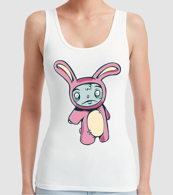 Iepuraș Zombie model alb pe tricou
