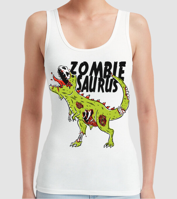 Zombiesaurus - Dinozaur Zombie model alb pe tricou