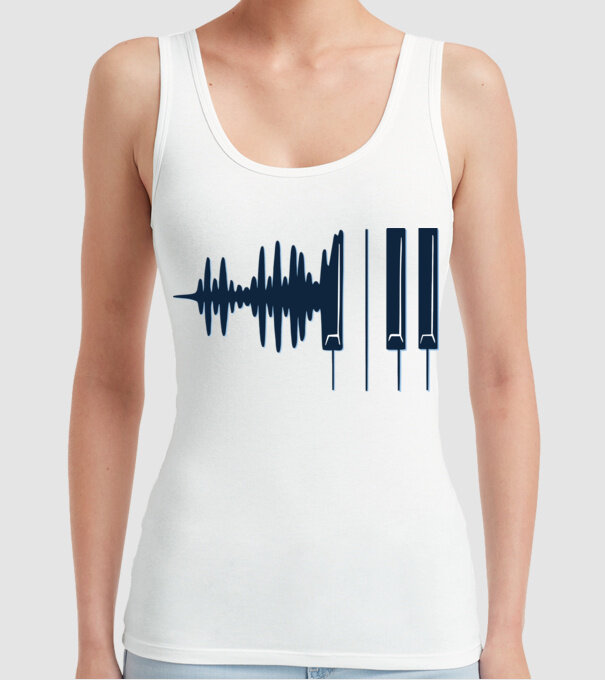 Clape de pian model alb pe tricou