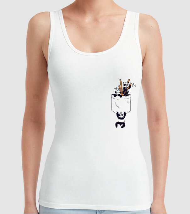 Panda de buzunar model alb pe tricou