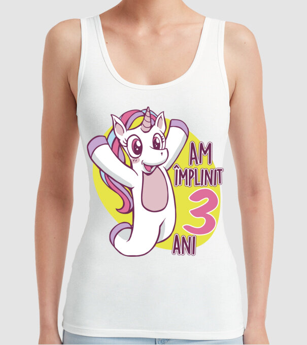 Am împlinit 3 ani model alb pe tricou