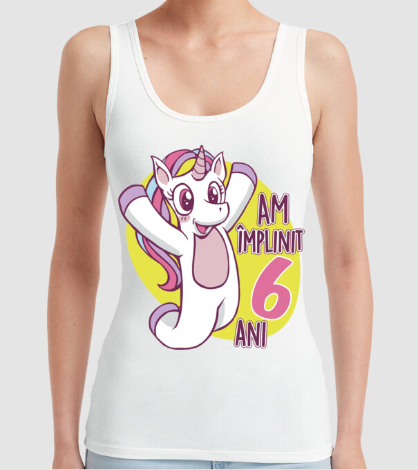 Am împlinit 6 ani model alb pe tricou