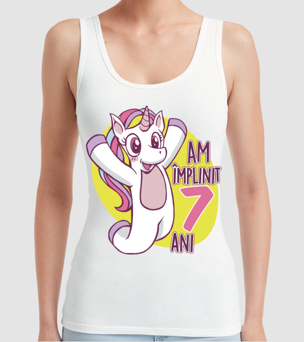 Am împlinit 7 ani model alb pe tricou