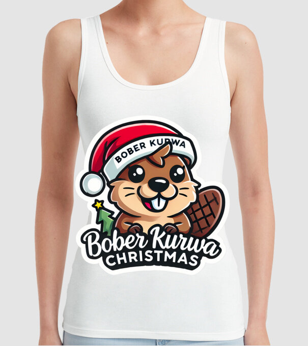 Bober Kurwa Christmas 1 model alb pe tricou