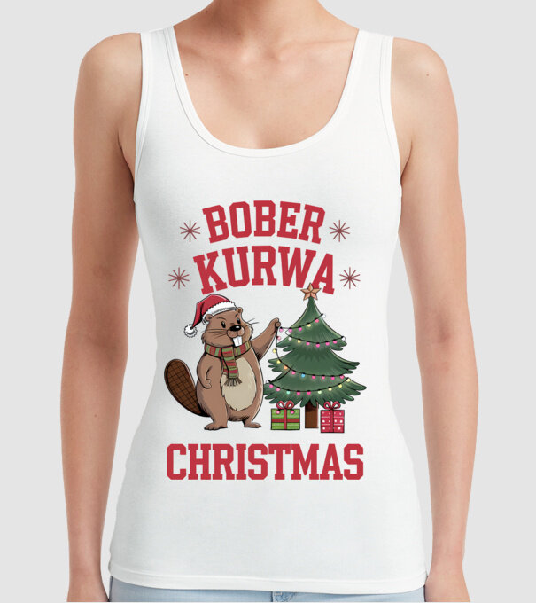 Bober Kurwa Christmas 3 model alb pe tricou