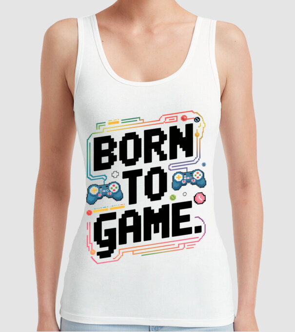 Born to Game Pixel Alb model alb pe tricou
