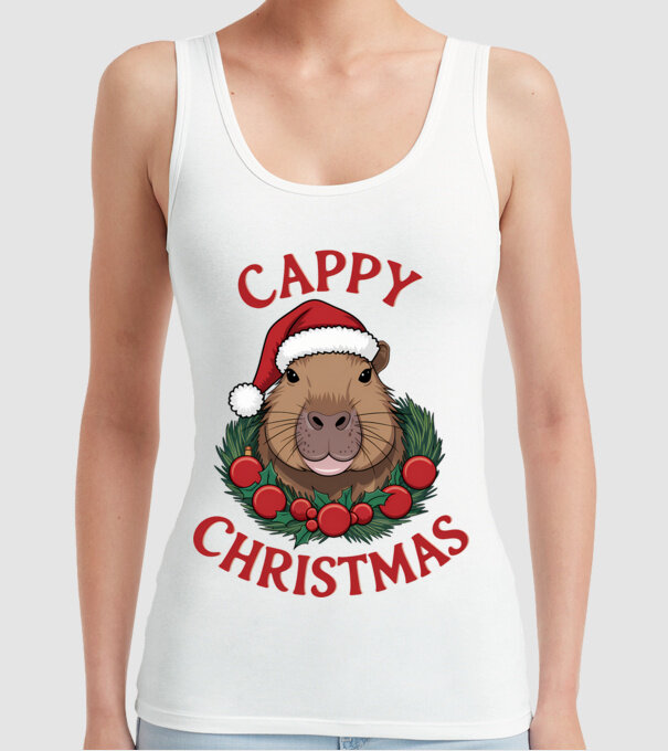 Cappy Christmas 2 model alb pe tricou