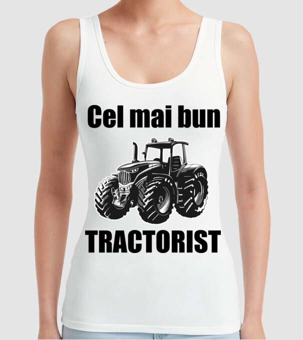 Cel mai bun tractorist model alb pe tricou