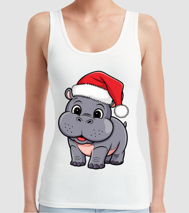Crăciun Hippo model alb pe tricou