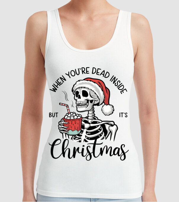 Dead inside, but it's christmas Alb model alb pe tricou