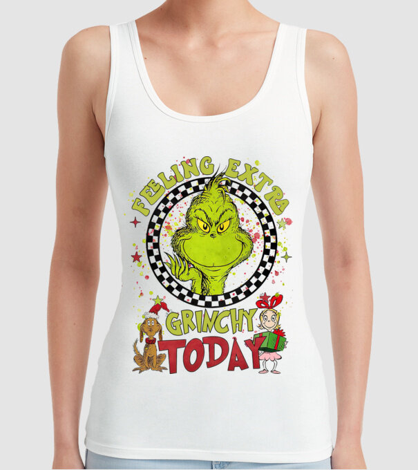 Feeling extra Grinchy today - Grinch model alb pe tricou