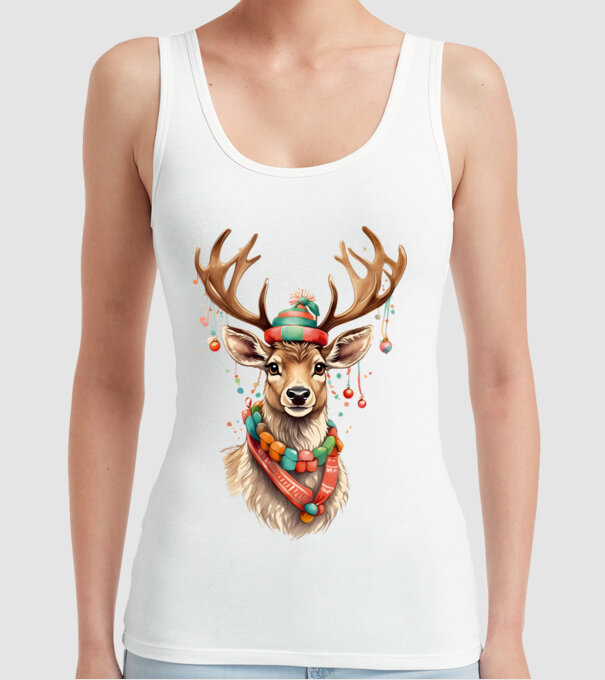 Festive Reindeer model alb pe tricou