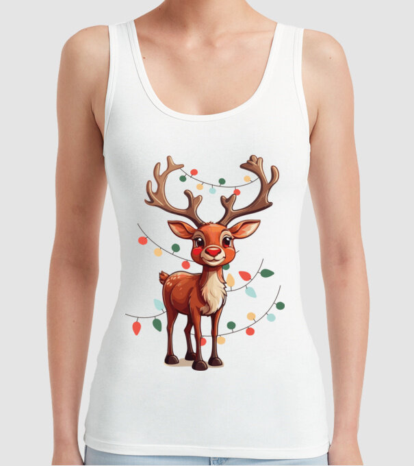 Festive Rudolph model alb pe tricou