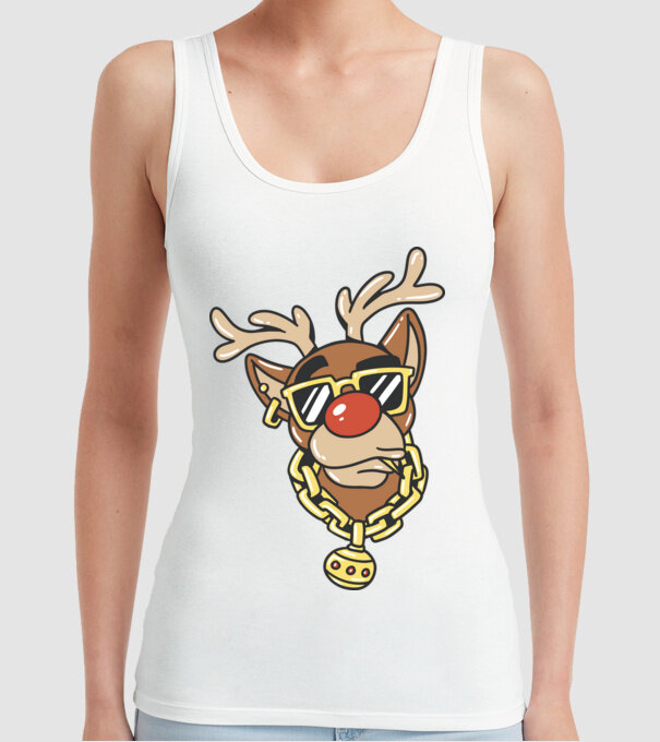 Gangster Reindeer model alb pe tricou