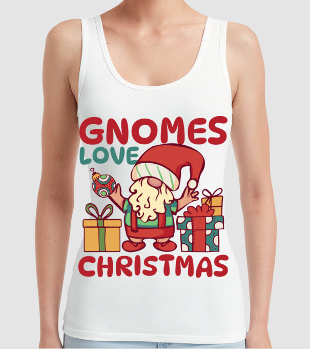 Gnomes LOVE Christmas model alb pe tricou