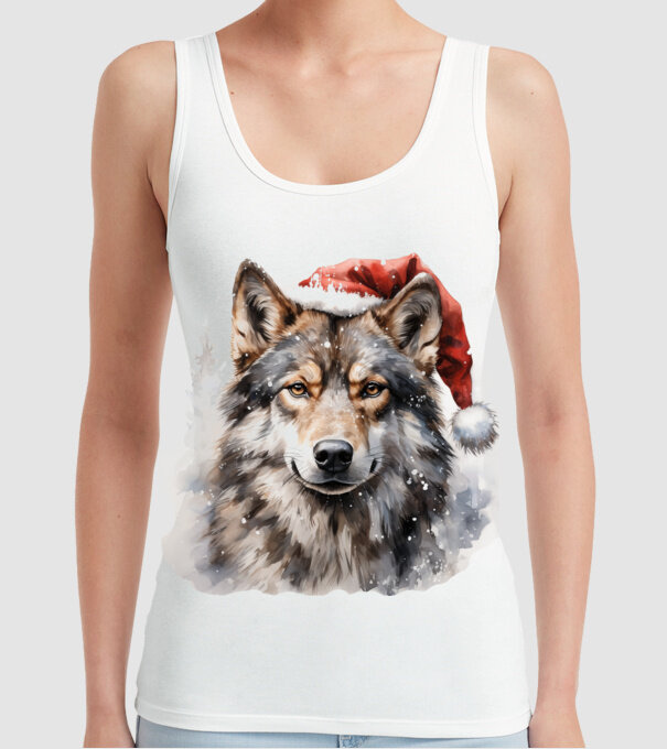 Lupul de Crăciun Alb model alb pe tricou