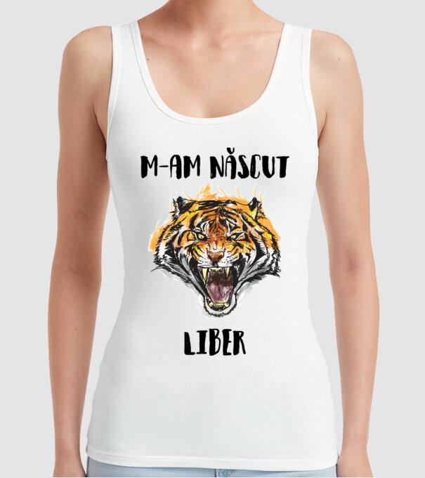 m-am născut liber model alb pe tricou