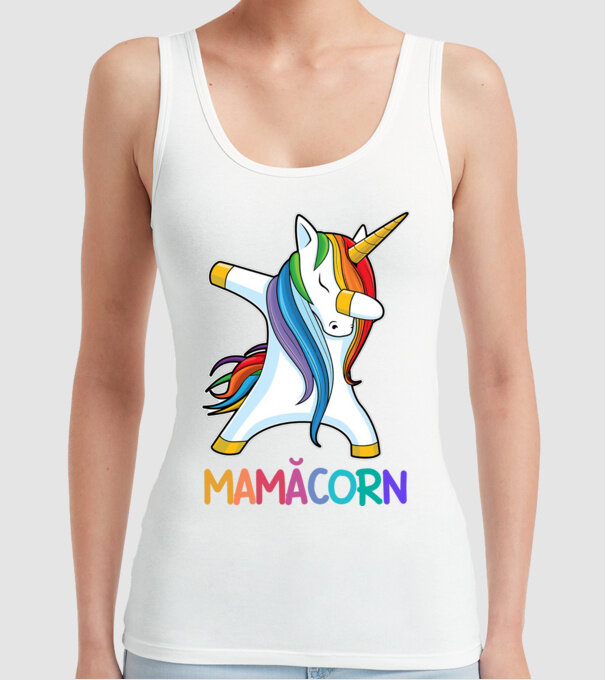 mamăcorn model alb pe tricou