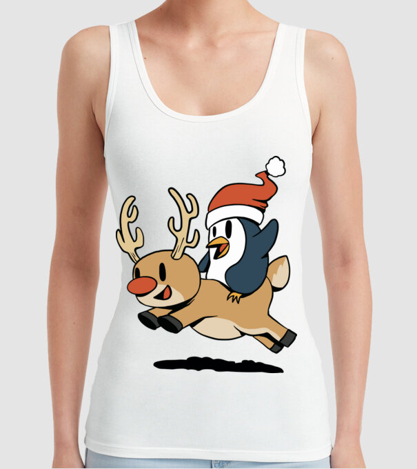pinguin reindeer cristmas model alb pe tricou