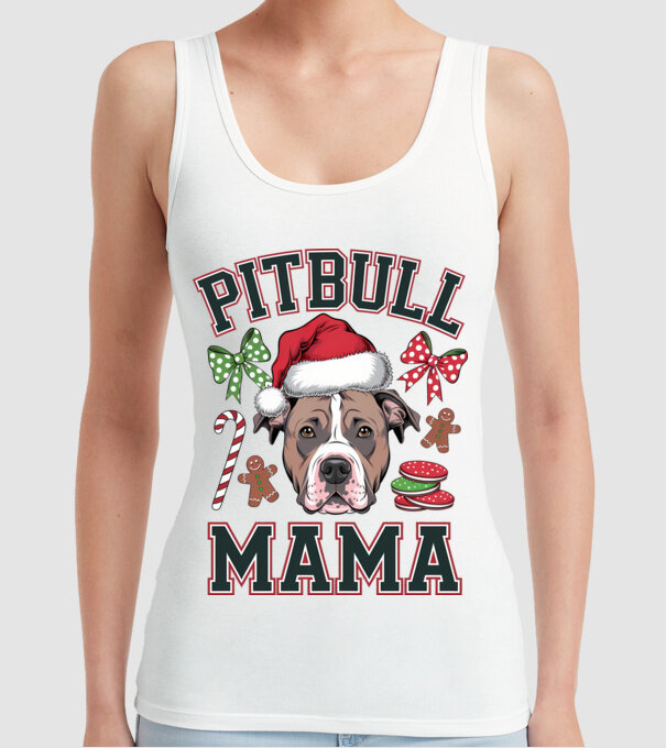 Pitbull Mama model alb pe tricou