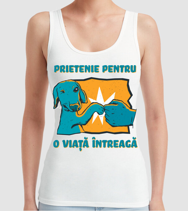 Prietenie pentru o viață întreagă model alb pe tricou