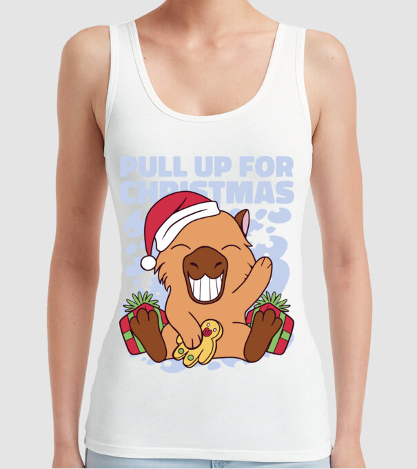Pull up for christmas Capybara model alb pe tricou