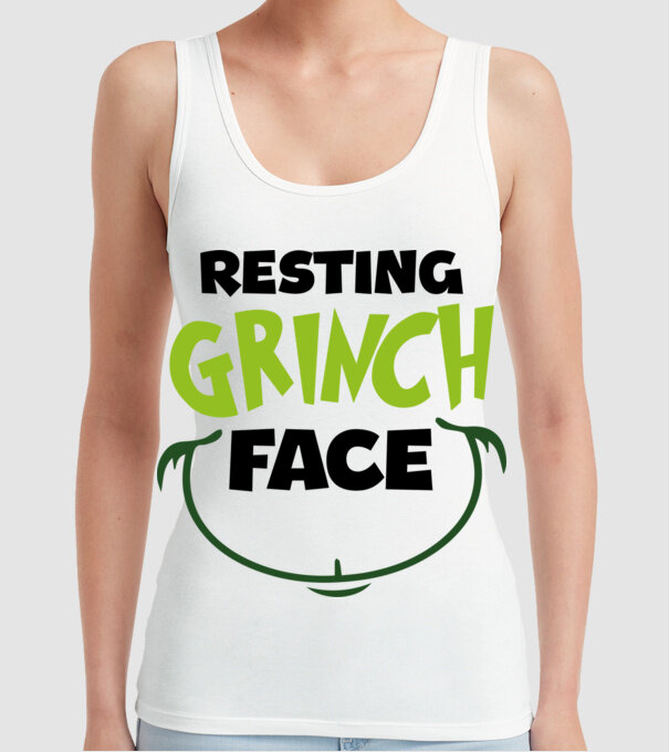 Resting Grinch face model alb pe tricou