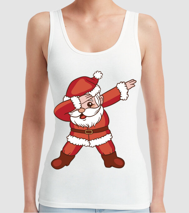 Santa Dab model alb pe tricou