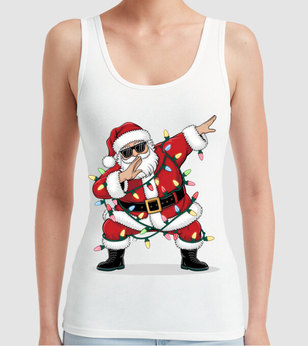 Santa Dab model alb pe tricou