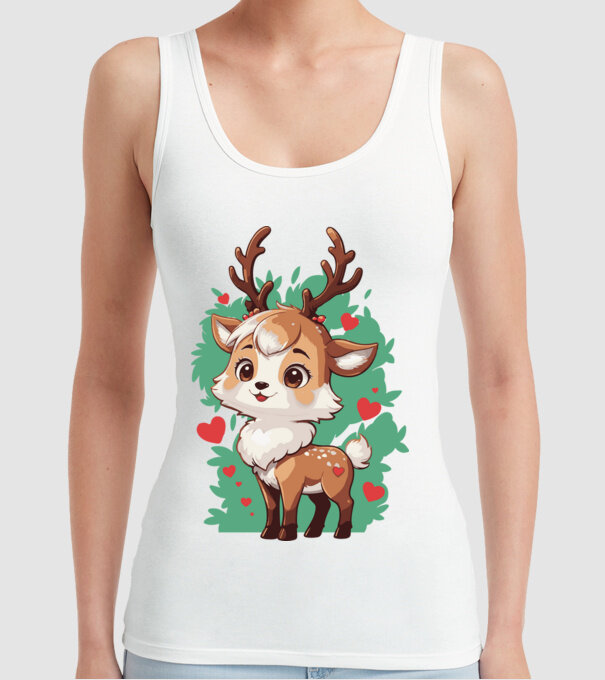 Valentine Deer model alb pe tricou