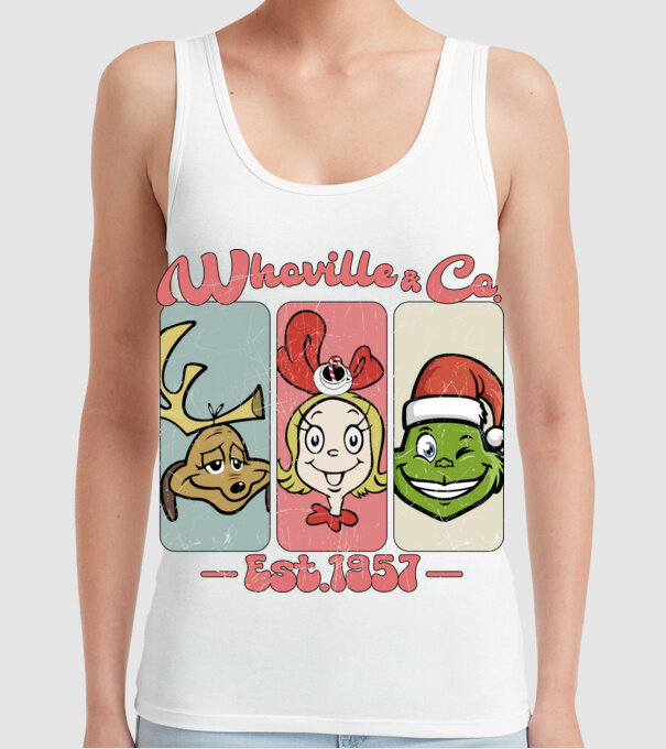 Whoville & Co - Grinch model alb pe tricou