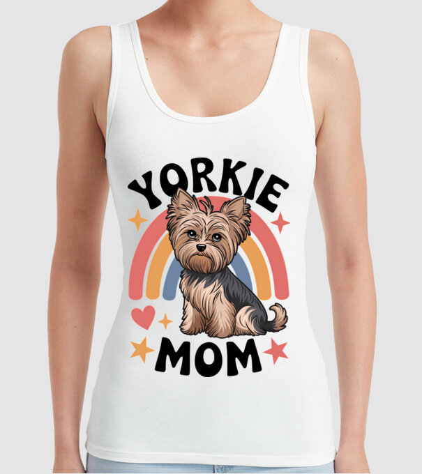 Yorkie Mom Alb model alb pe tricou