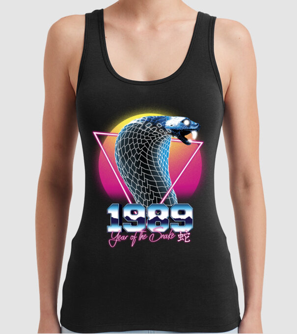 1989 Year of the Snake model negru pe tricou