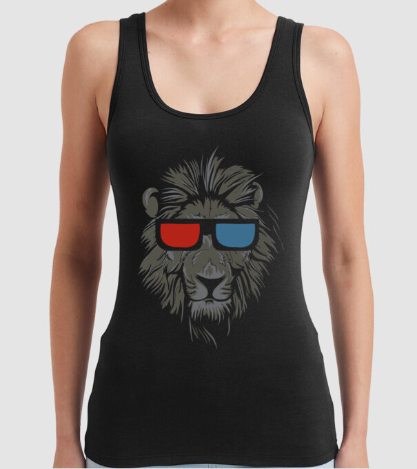 Leu 3d model negru pe tricou