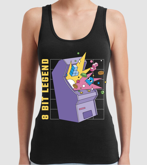 8 Bit Legendă Arcade Slot Machine model negru pe tricou