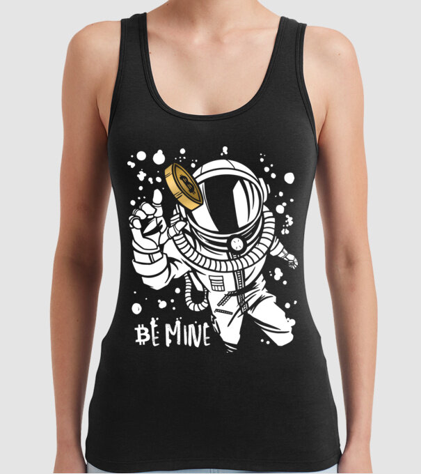 Bitcoin Astrounaut model negru pe tricou