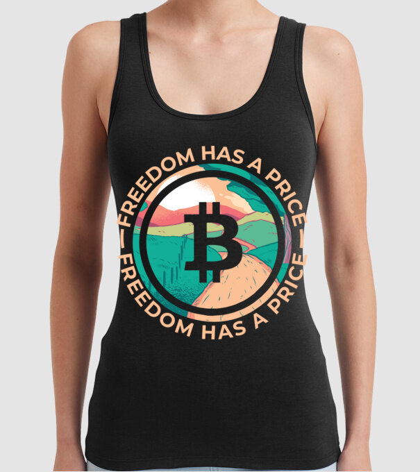 Libertatea are preț Bitcoin model negru pe tricou