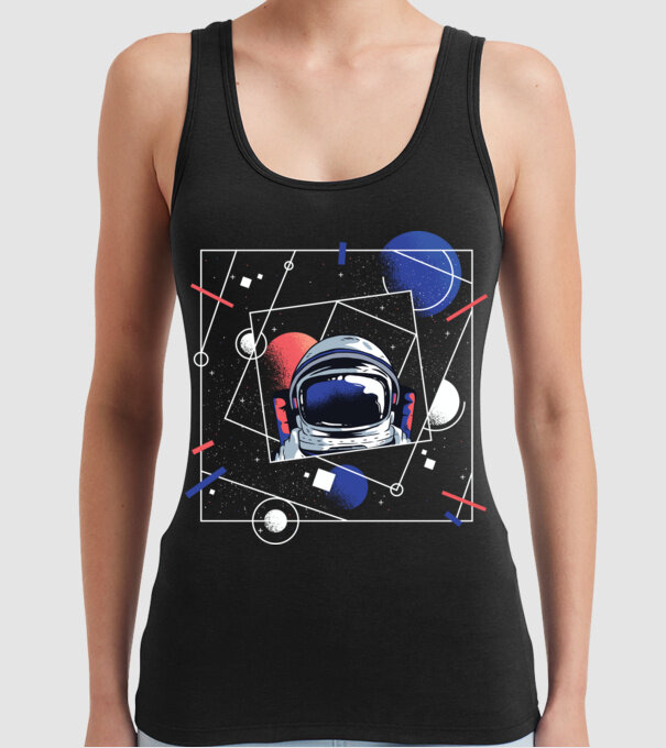 Astronaut univers abstract model negru pe tricou