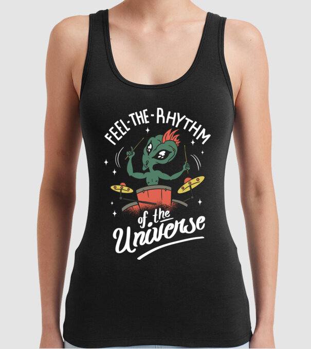 Alien baterist model negru pe tricou