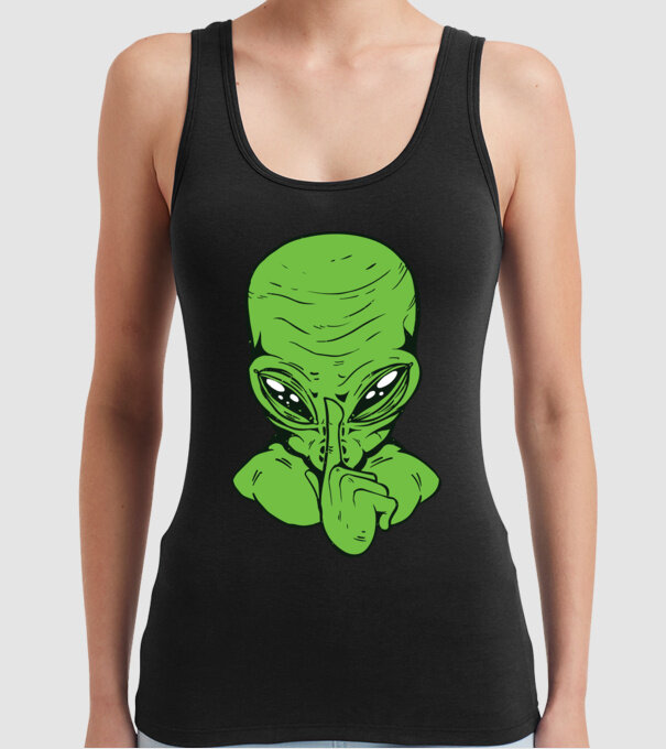 Alien Psst model negru pe tricou