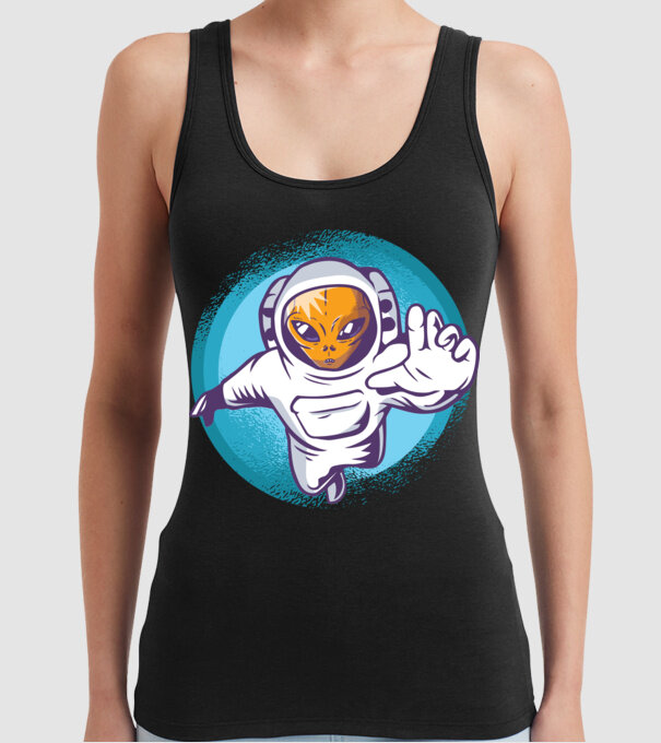 Alien Astronaut model negru pe tricou