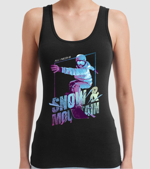 All I need is Snowboard model negru pe tricou