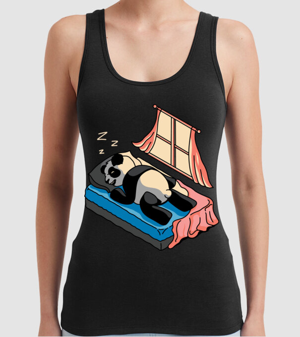 Panda dormind model negru pe tricou