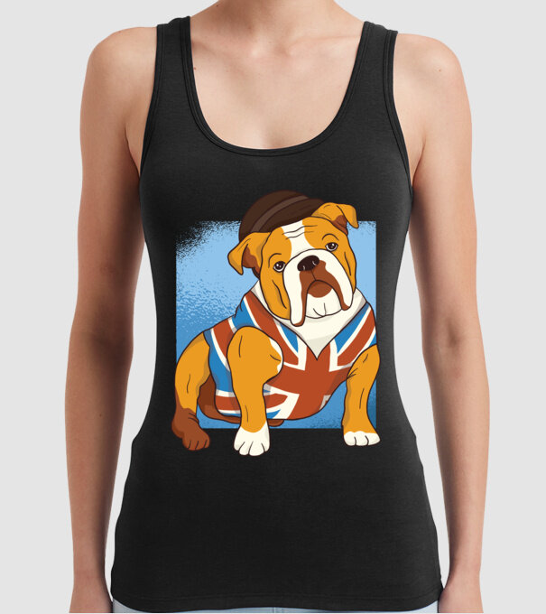 Bulldog englezesc model negru pe tricou