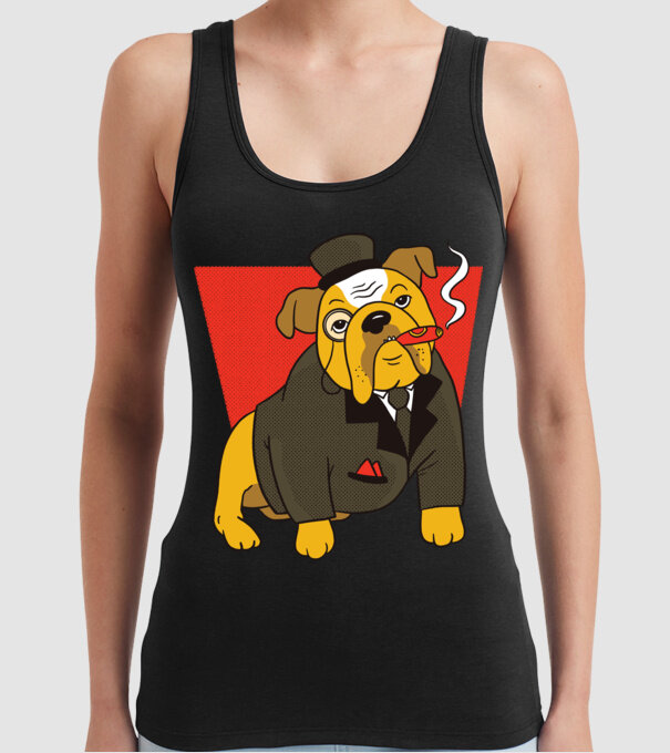 Bulldog englezesc cu trabuc model negru pe tricou