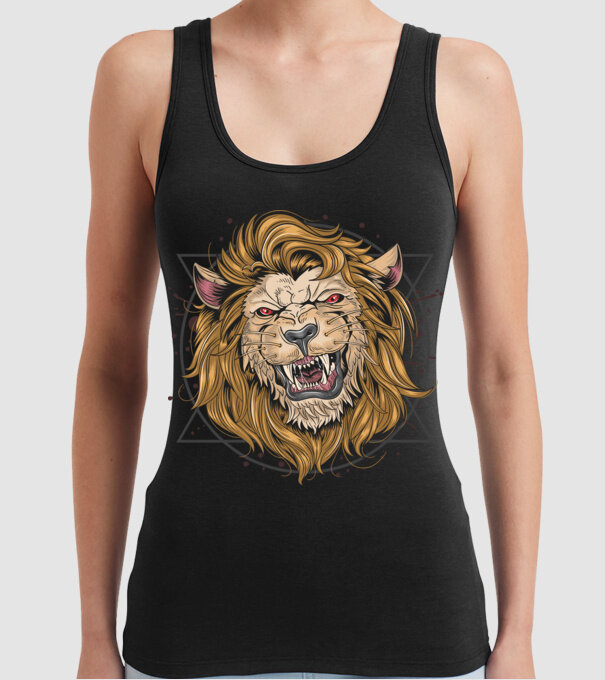 angry lion model negru pe tricou