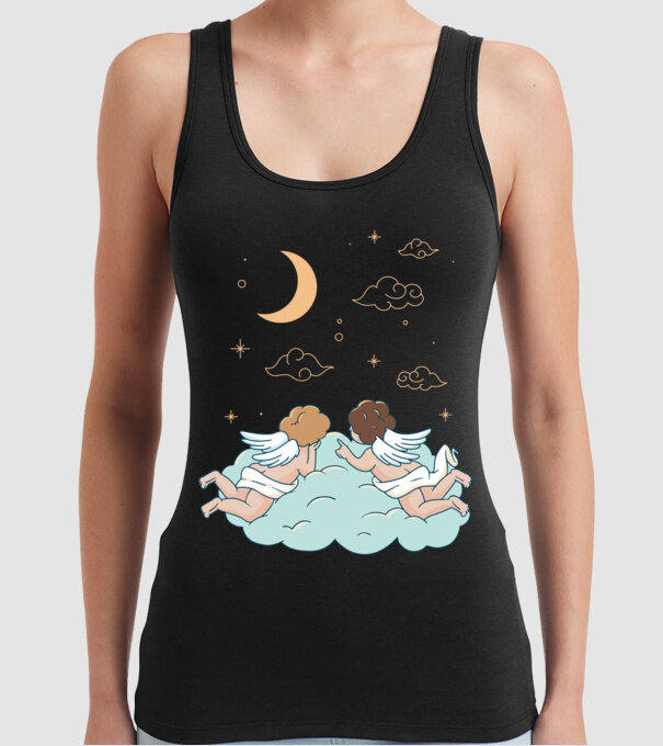 Îngeri model negru pe tricou